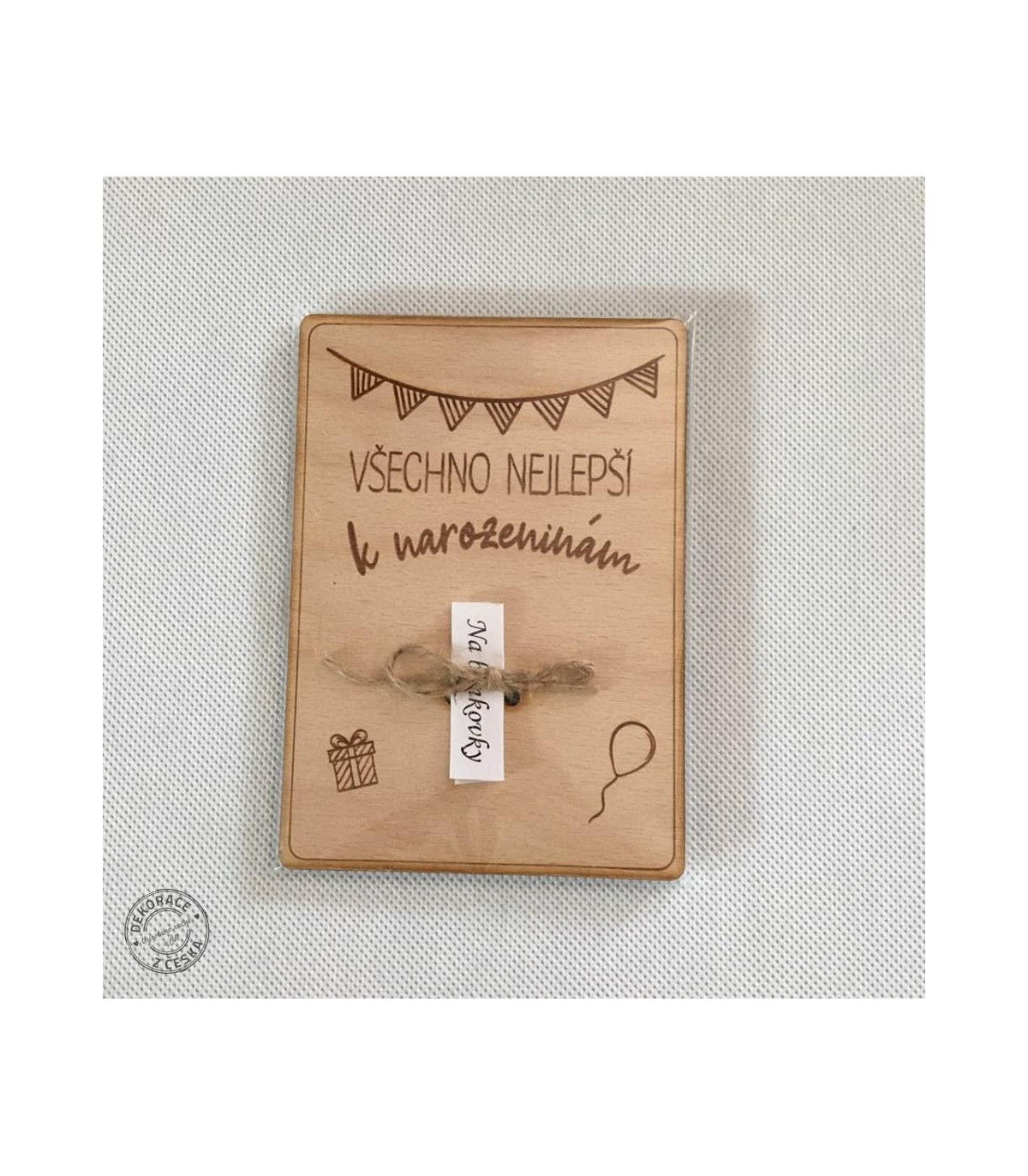 Dřevěné přání k narozeninám