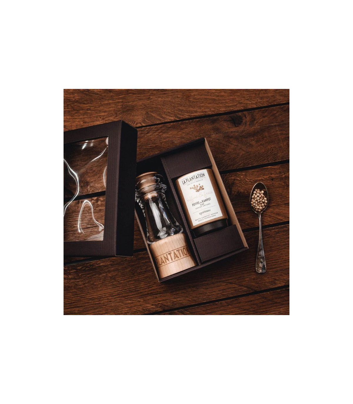 Dárková sada bílého kampotského pepře a originálního mlýnku
