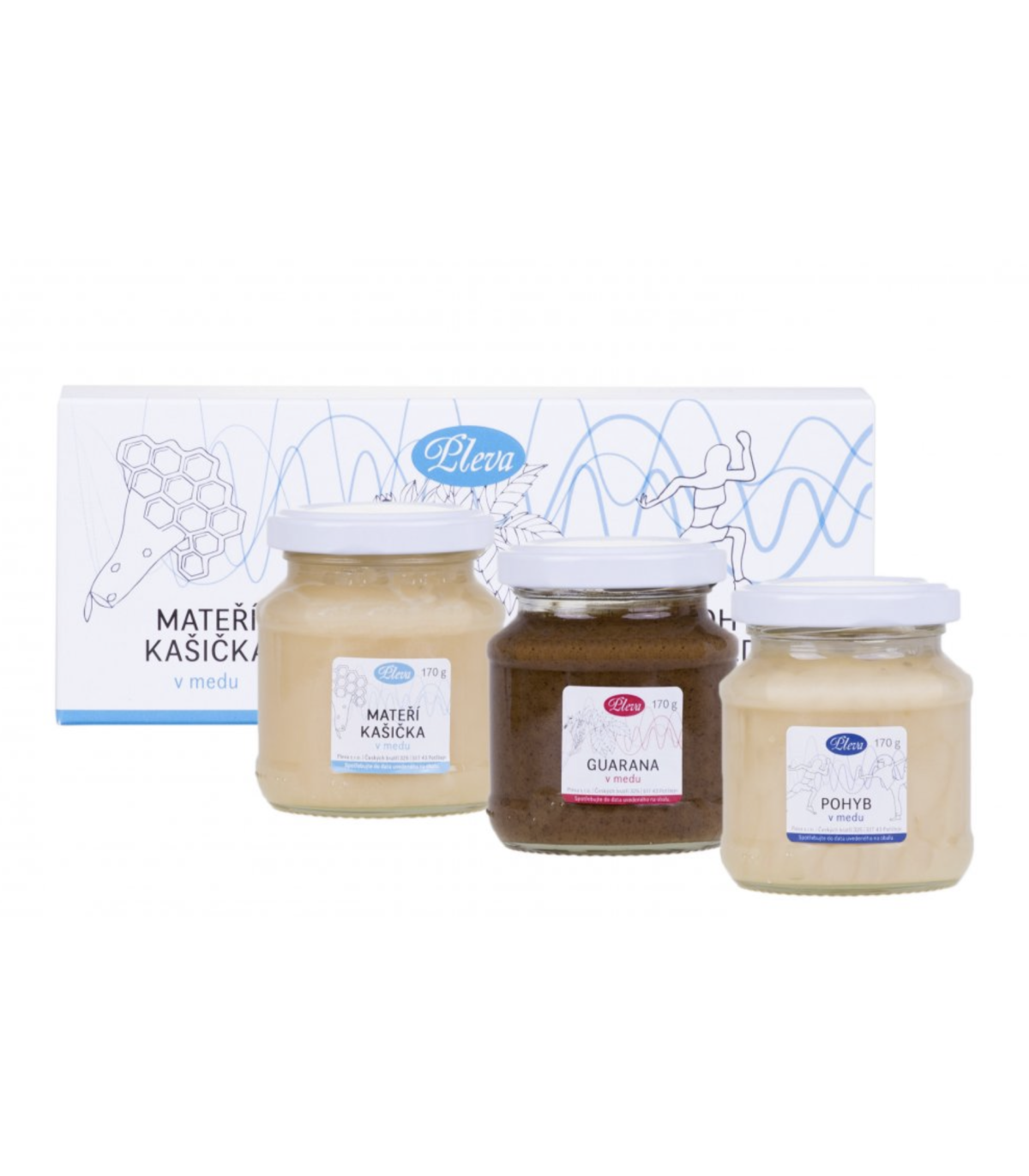 Dárková sada medů - mateří kašička, guarana a pohyb v medu
