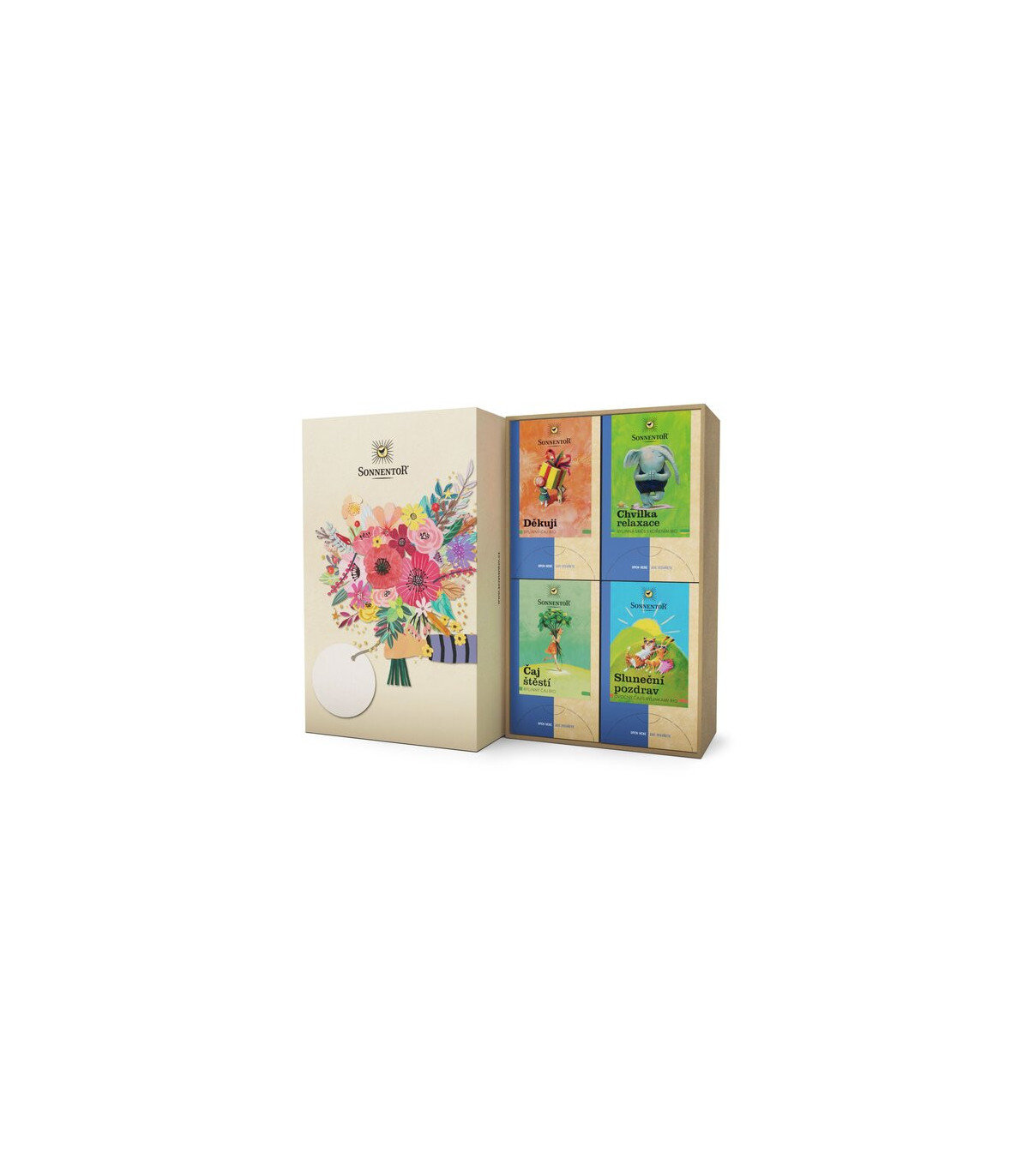 Narozeninová čajová kazeta s kyticí