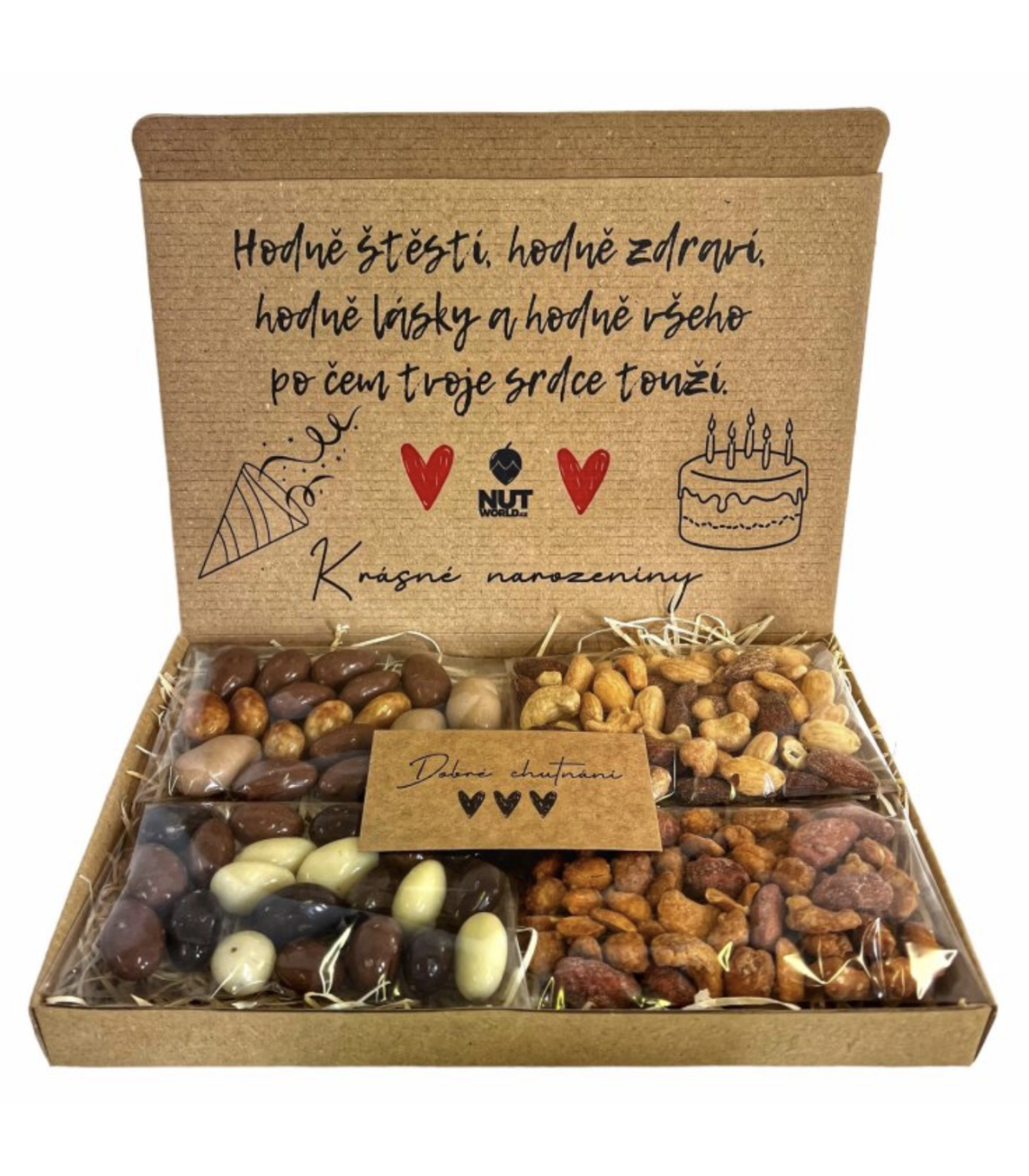Narozeninový mix ořechů v dárkovém balení