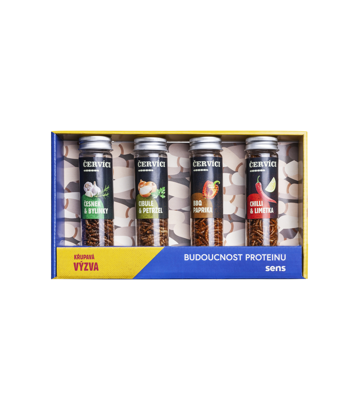 Pražení červíci v dárkové krabičce