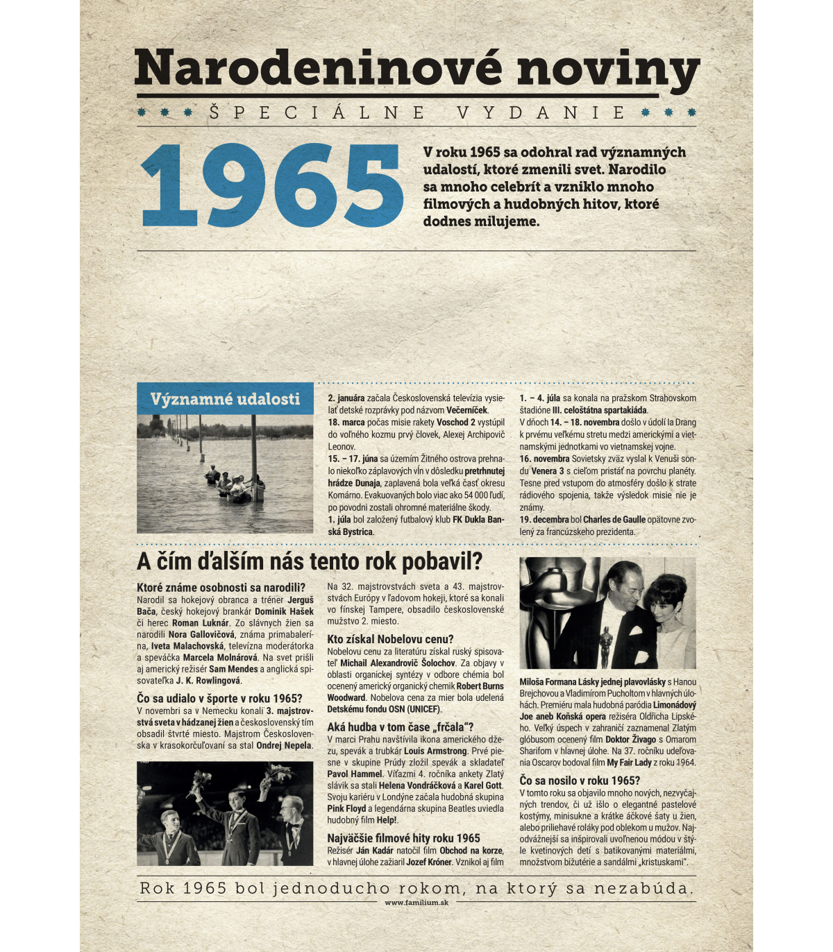 Narozeninové noviny 1974 s vlastním textem
