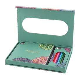 Omalovánková kniha s pastelkami - mandala