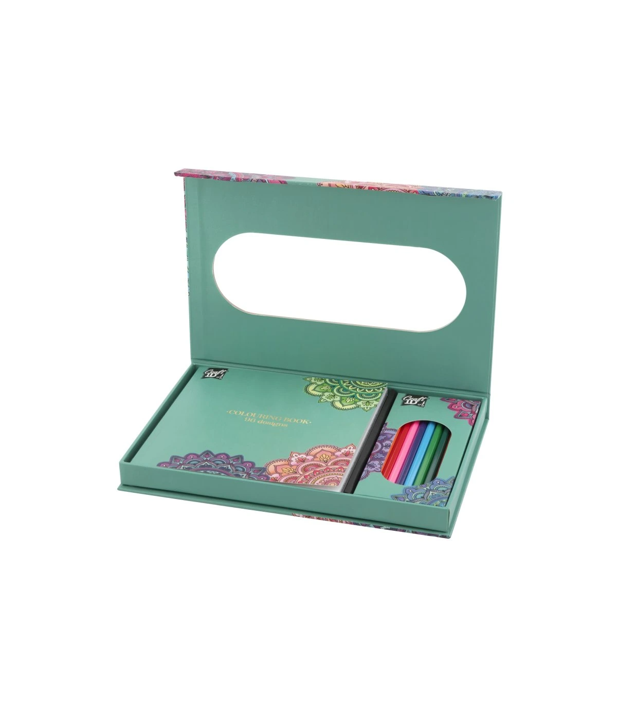 Omalovánková kniha s pastelkami - mandala