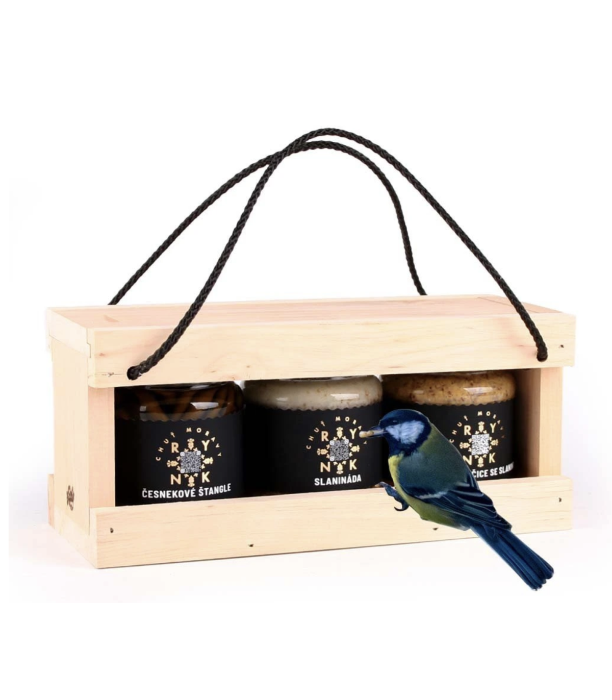 Krmítko s třemi vybranými delikatesami